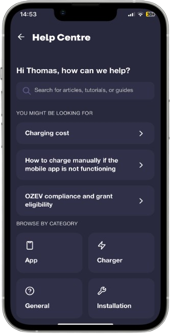 Powerverse app Help Centre chat