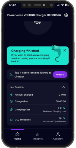 Powerverse app live charging session information