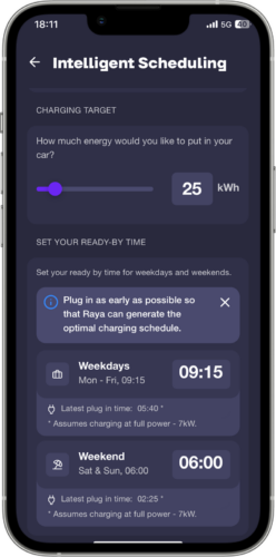Powerverse app generated charging schedule
