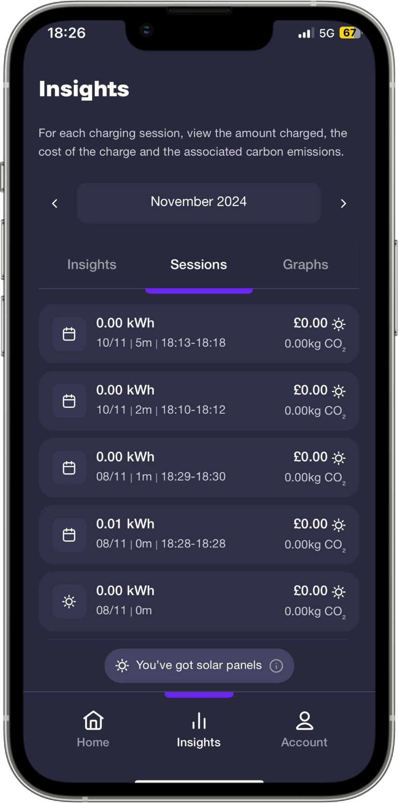 Powerverse app charging insights history