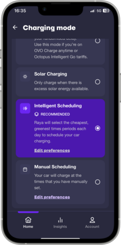 Powerverse app Intelligent Scheduling preferences