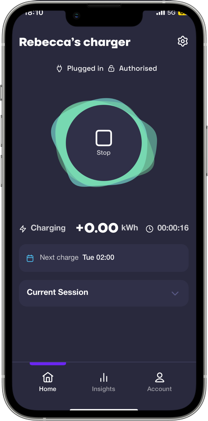 Powerverse app live charging session controls